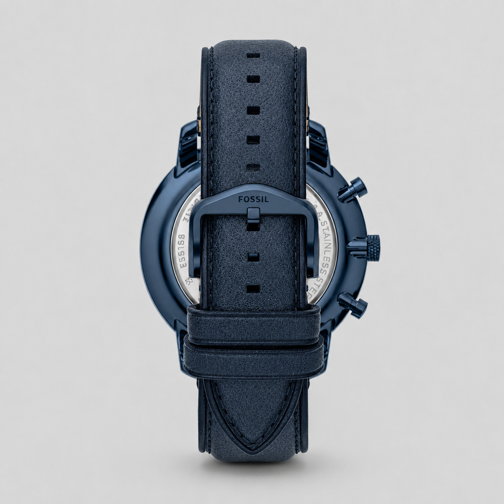 Fossil Men's Neutra Chronograph Navy Leather Watch 44mm