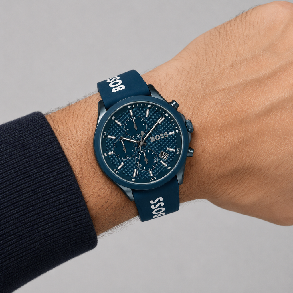 Hugo Boss 1514061 men's velocity quartz fashion chronograph blue silicone strap