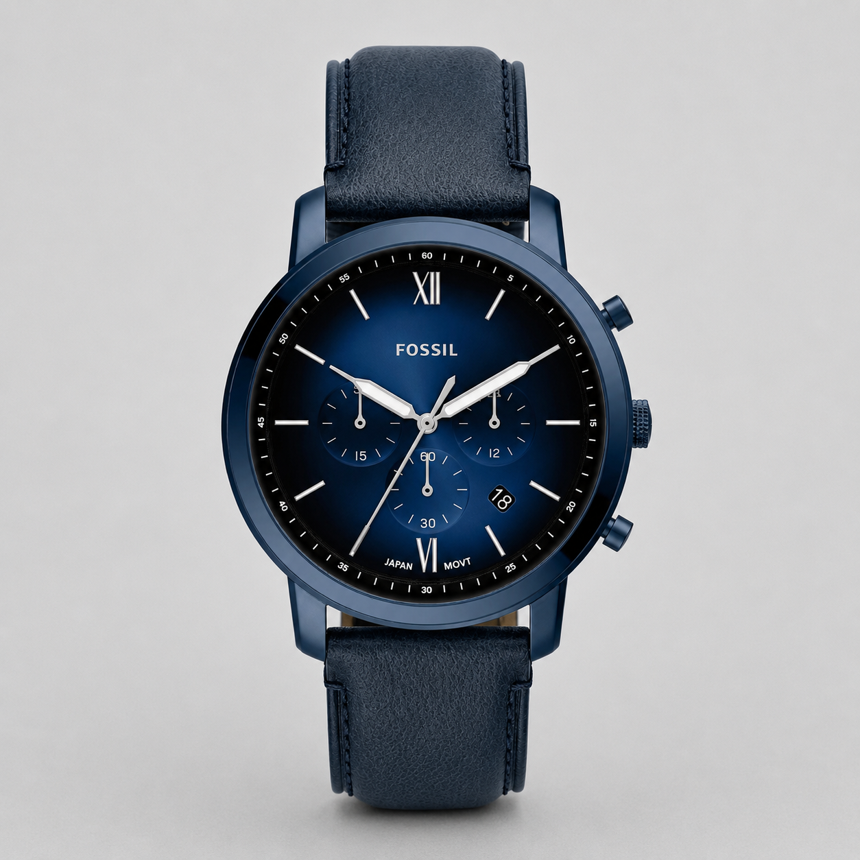 Fossil Men's Neutra Chronograph Navy Leather Watch 44mm