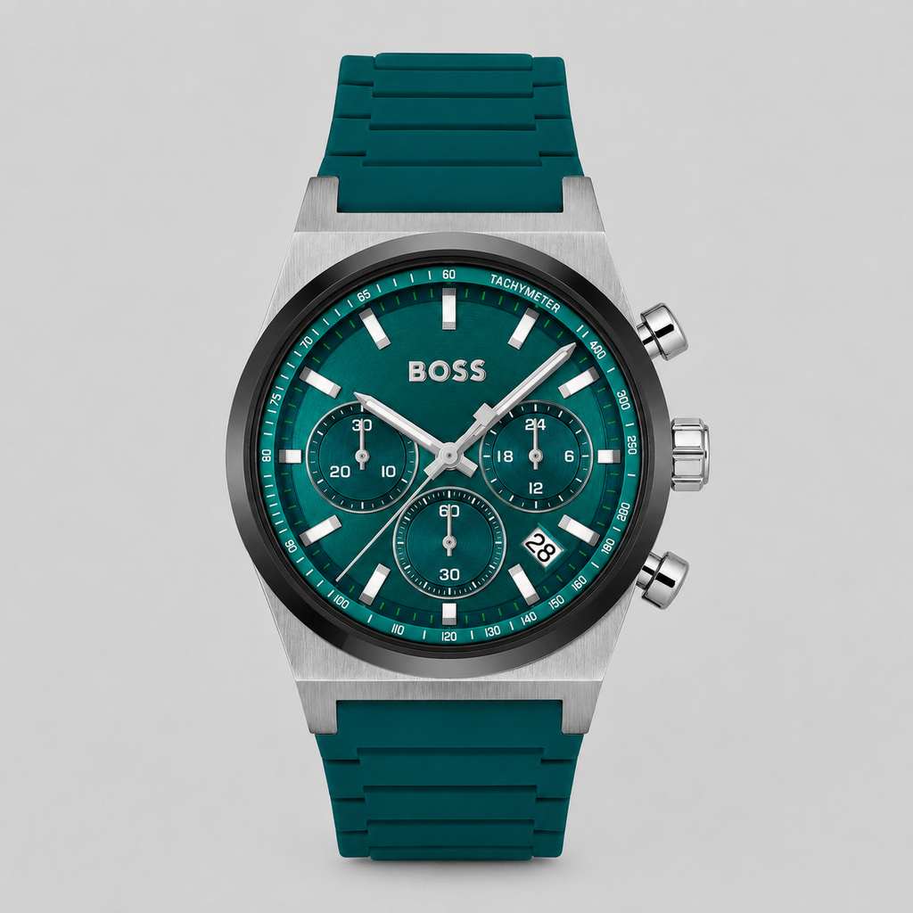 Hugo Boss Men's Candor Quartz Chronograph Green Silicone Watch, 41mm
