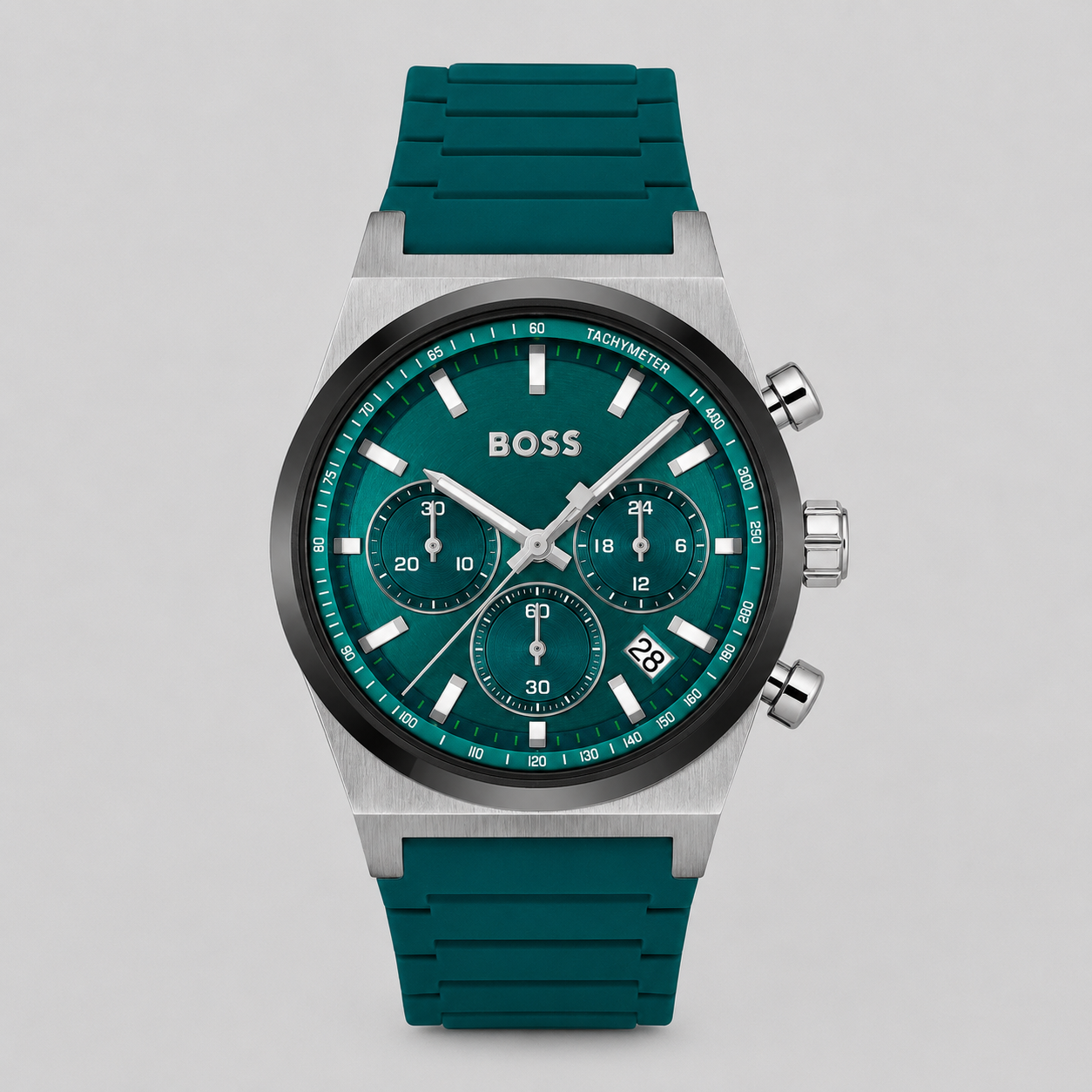 Hugo Boss Men's Candor Quartz Chronograph Green Silicone Watch, 41mm