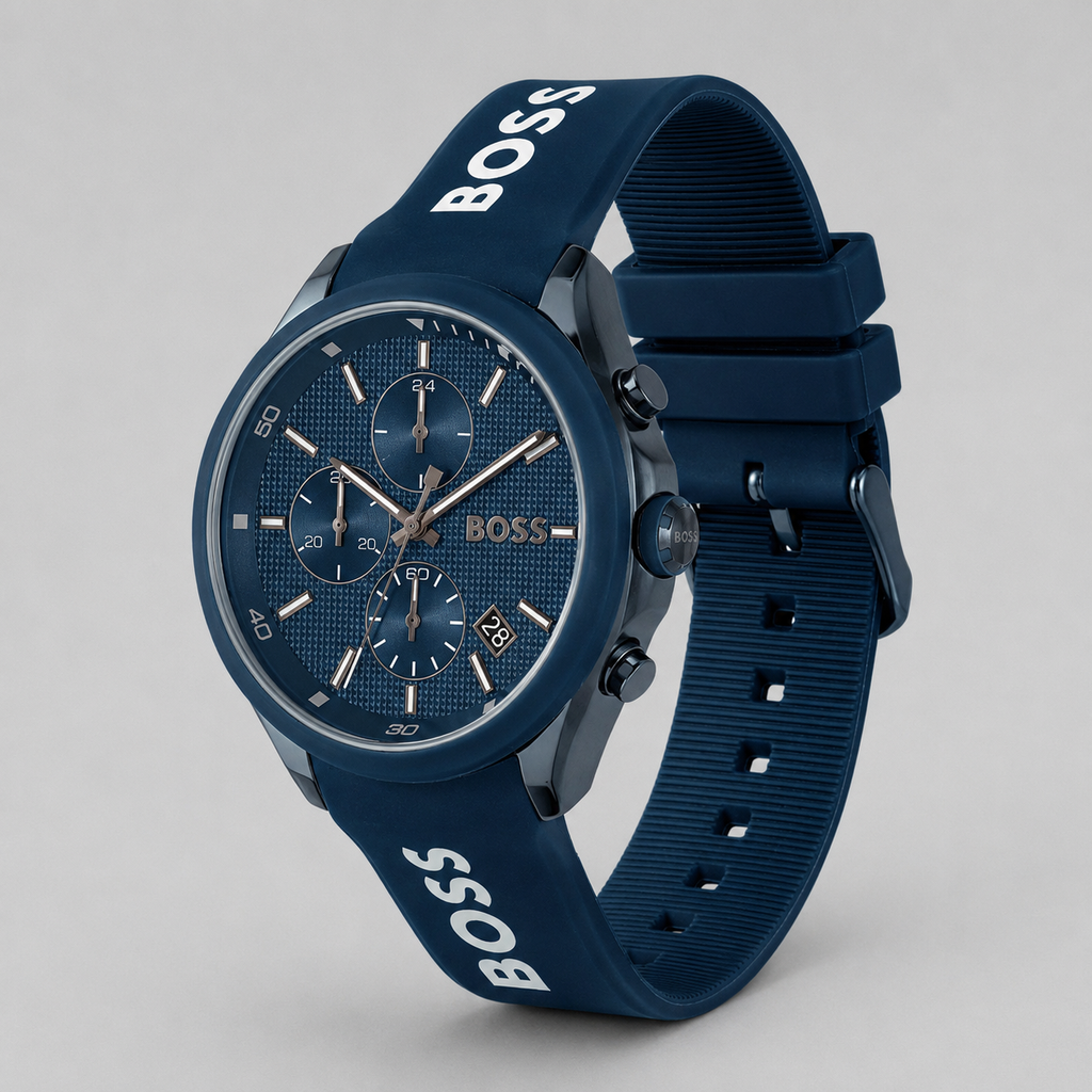 Hugo Boss 1514061 men's velocity quartz fashion chronograph blue silicone strap