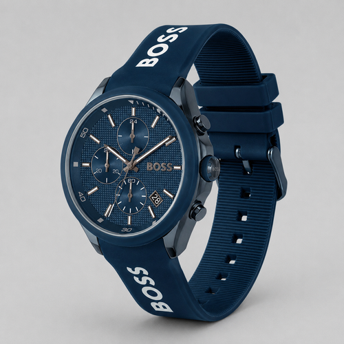 Hugo Boss 1514061 men's velocity quartz fashion chronograph blue silicone strap