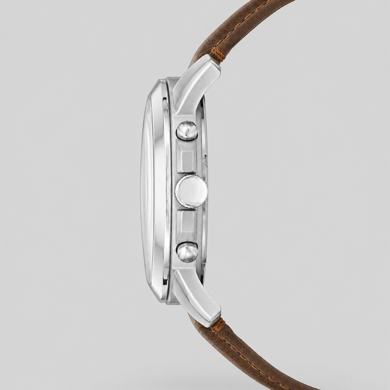 Fossil Men's Chronograph Grant Brown Leather Strap Watch 44mm