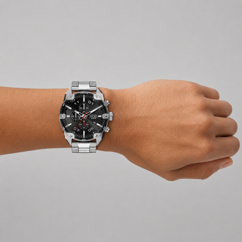 Diésel DZ4709- Spiked Stainless Steel-49mm 100% Original