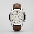 Fossil Men's Chronograph Grant Brown Leather Strap Watch 44mm