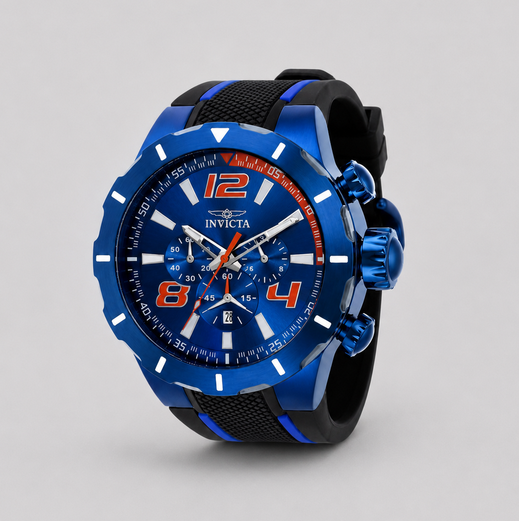 Invicta S1 Rally Overdrive Men's - 52mm. Black, Blue (35738) 100% Original