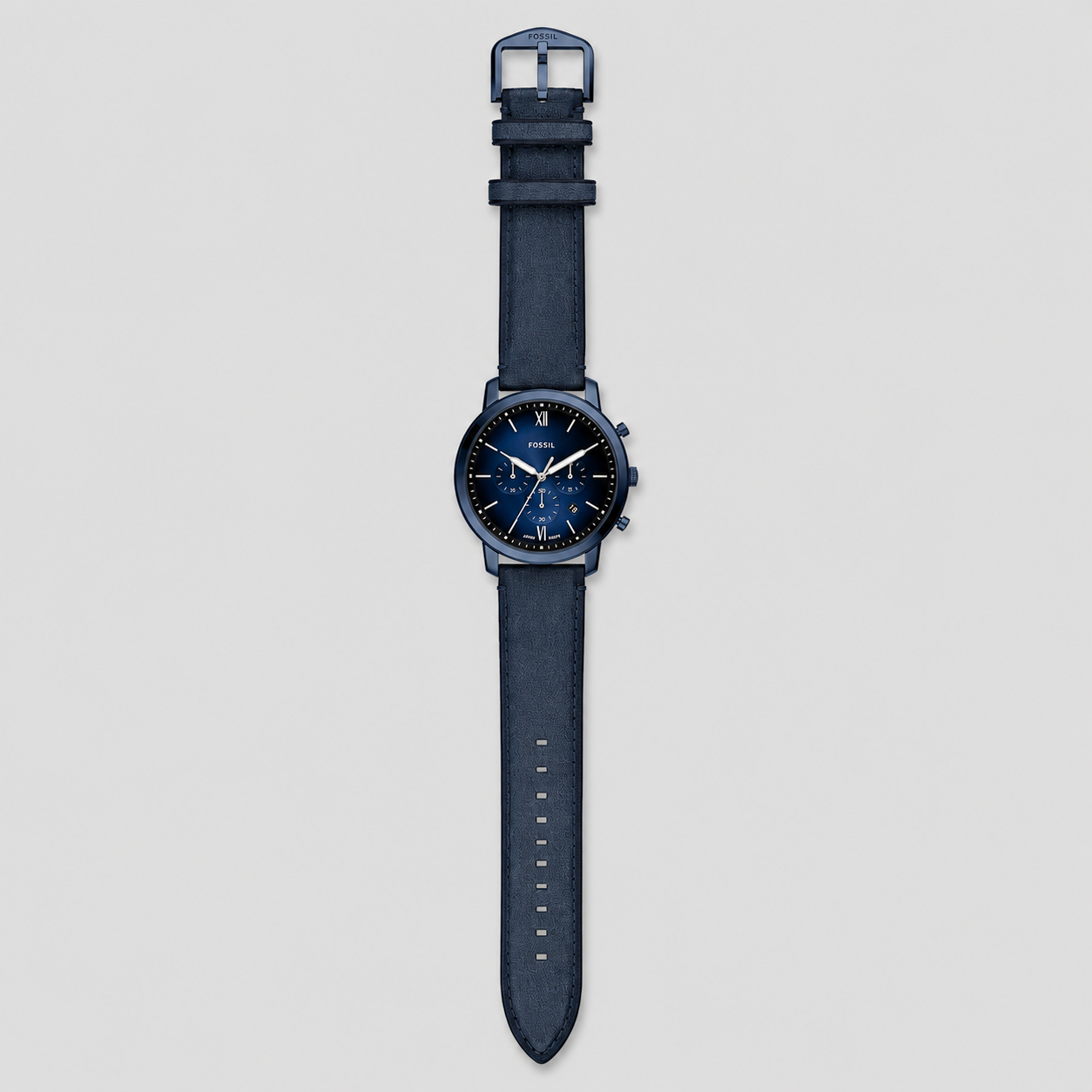 Fossil Men's Neutra Chronograph Navy Leather Watch 44mm