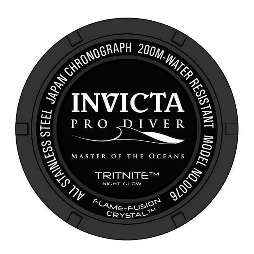 Invicta Men's 0076 Pro Diver Quartz Chronograph Black Dial Watch