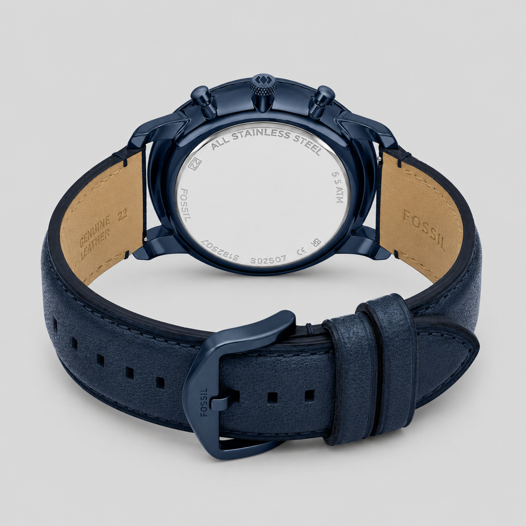 Fossil Men's Neutra Chronograph Navy Leather Watch 44mm