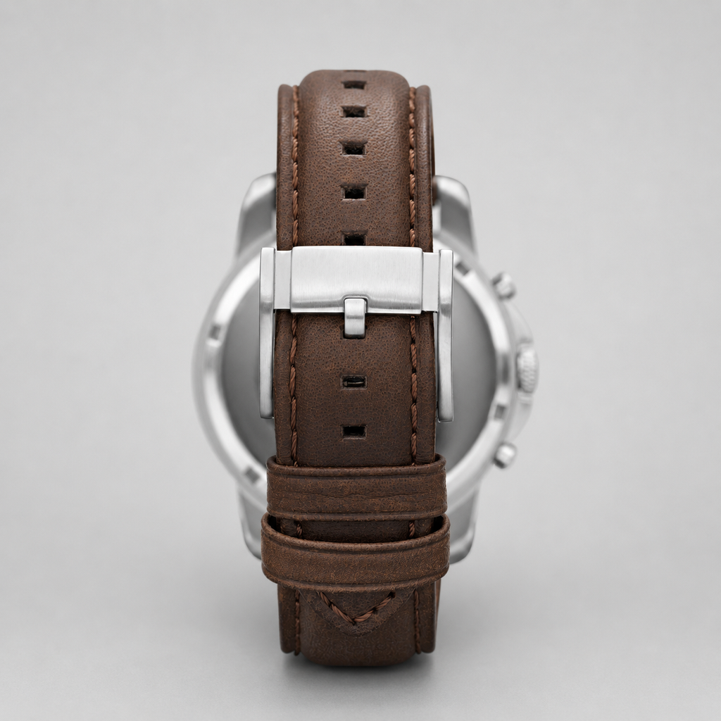 Fossil Men's Chronograph Grant Brown Leather Strap Watch 44mm
