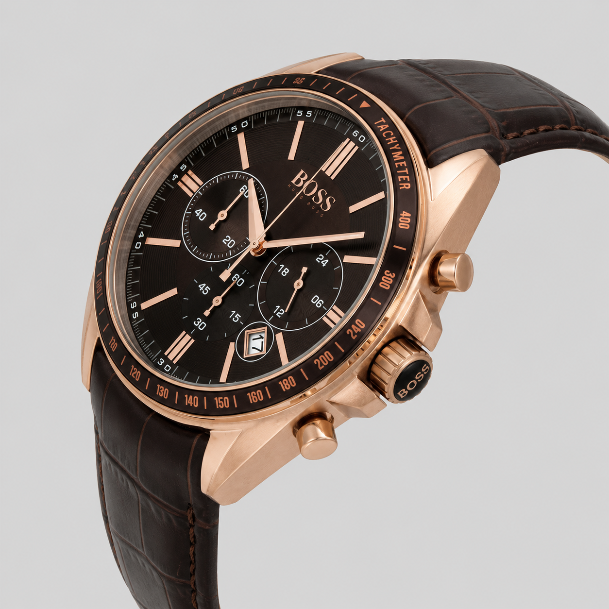 Hugo Boss Men's 1513093 'Driver' Chronograph Brown Leather- 100% Original