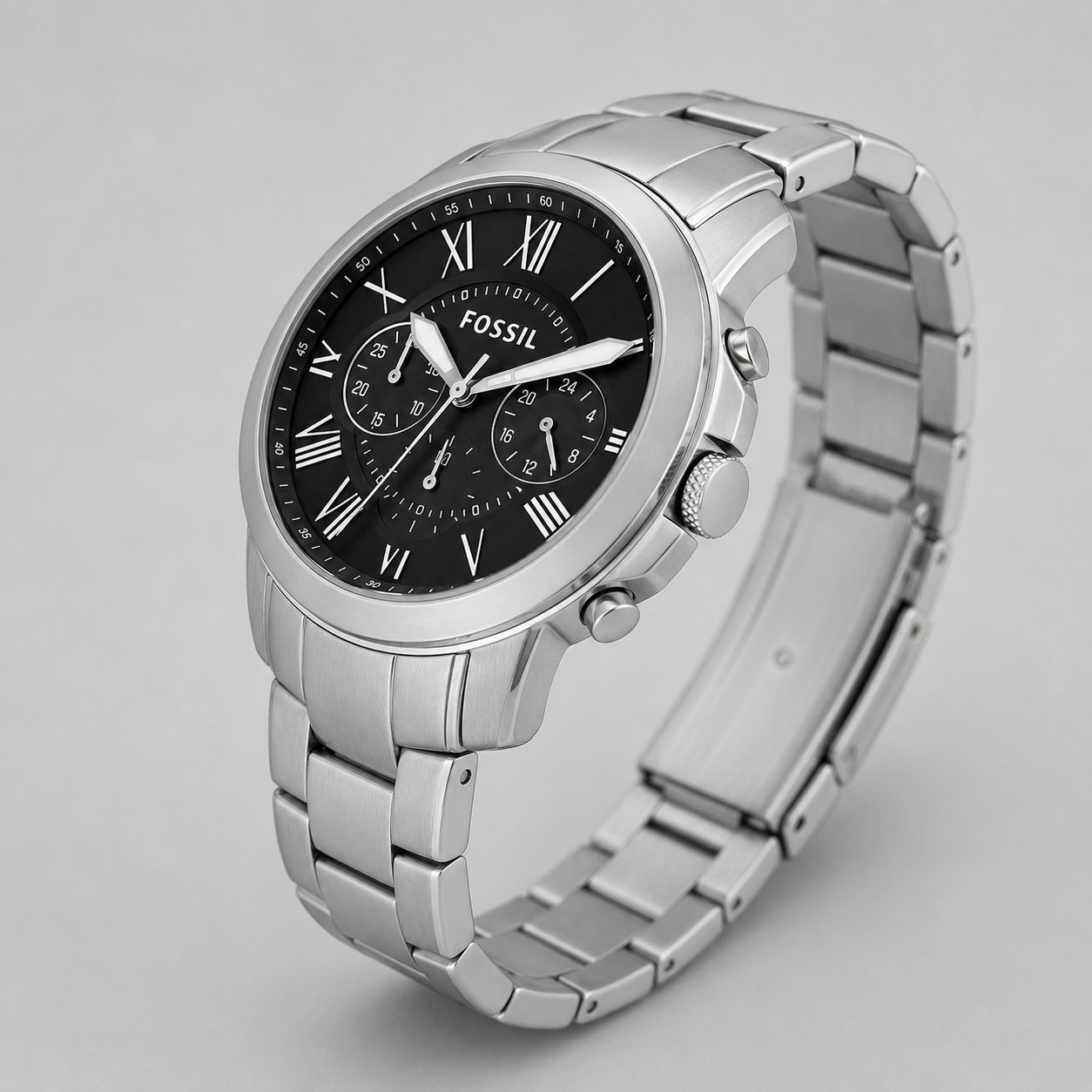 Fossil Men's Chronograph Grant Stainless Steel Bracelet Watch 44mm FS4736