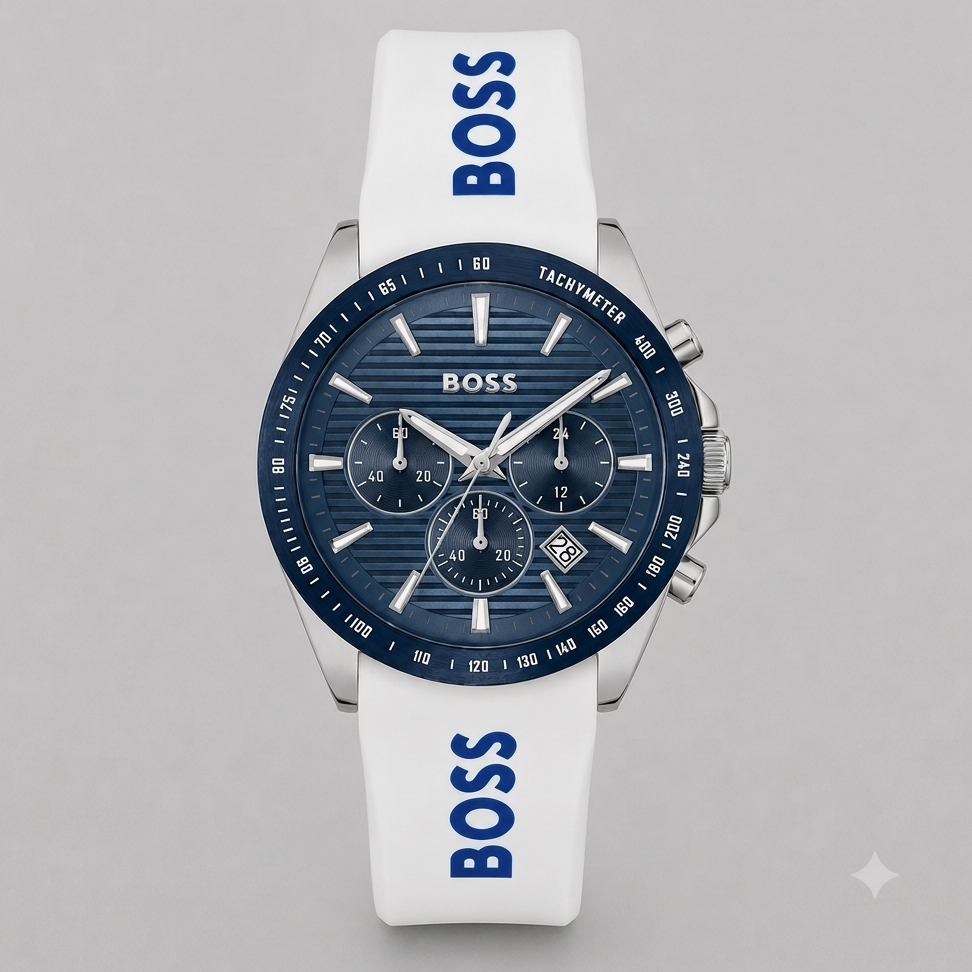 Hugo Boss Men's Strike Quartz Chronograph White Silicone Watch, 41mm