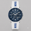 Hugo Boss Men's Strike Quartz Chronograph White Silicone Watch, 41mm