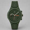 Hugo Boss Men's Lit Multi Quartz Multifunction Green Silicone Watch, 44mm