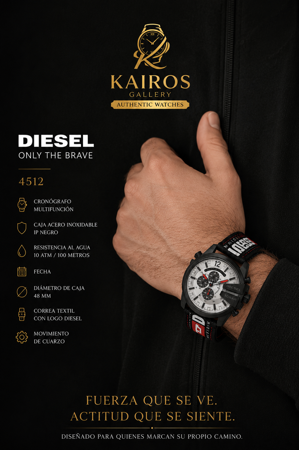 ⌚ Diesel DZ4512 Mega Chief Chronograph Nylon Strap – 100% Original