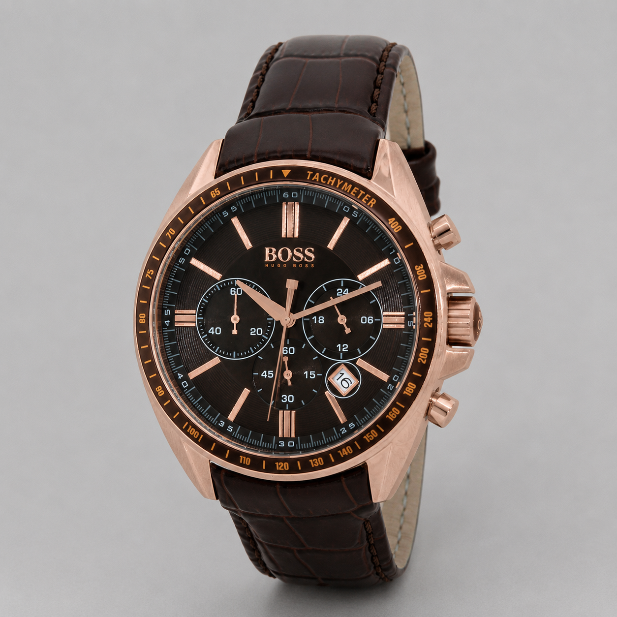 Hugo Boss Men's 1513093 'Driver' Chronograph Brown Leather- 100% Original