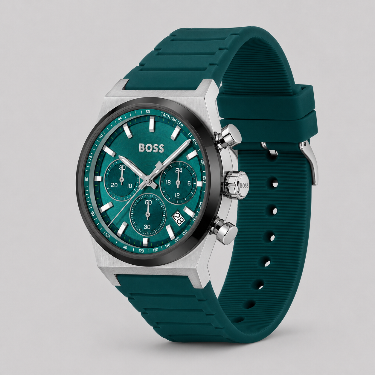 Hugo Boss Men's Candor Quartz Chronograph Green Silicone Watch, 41mm