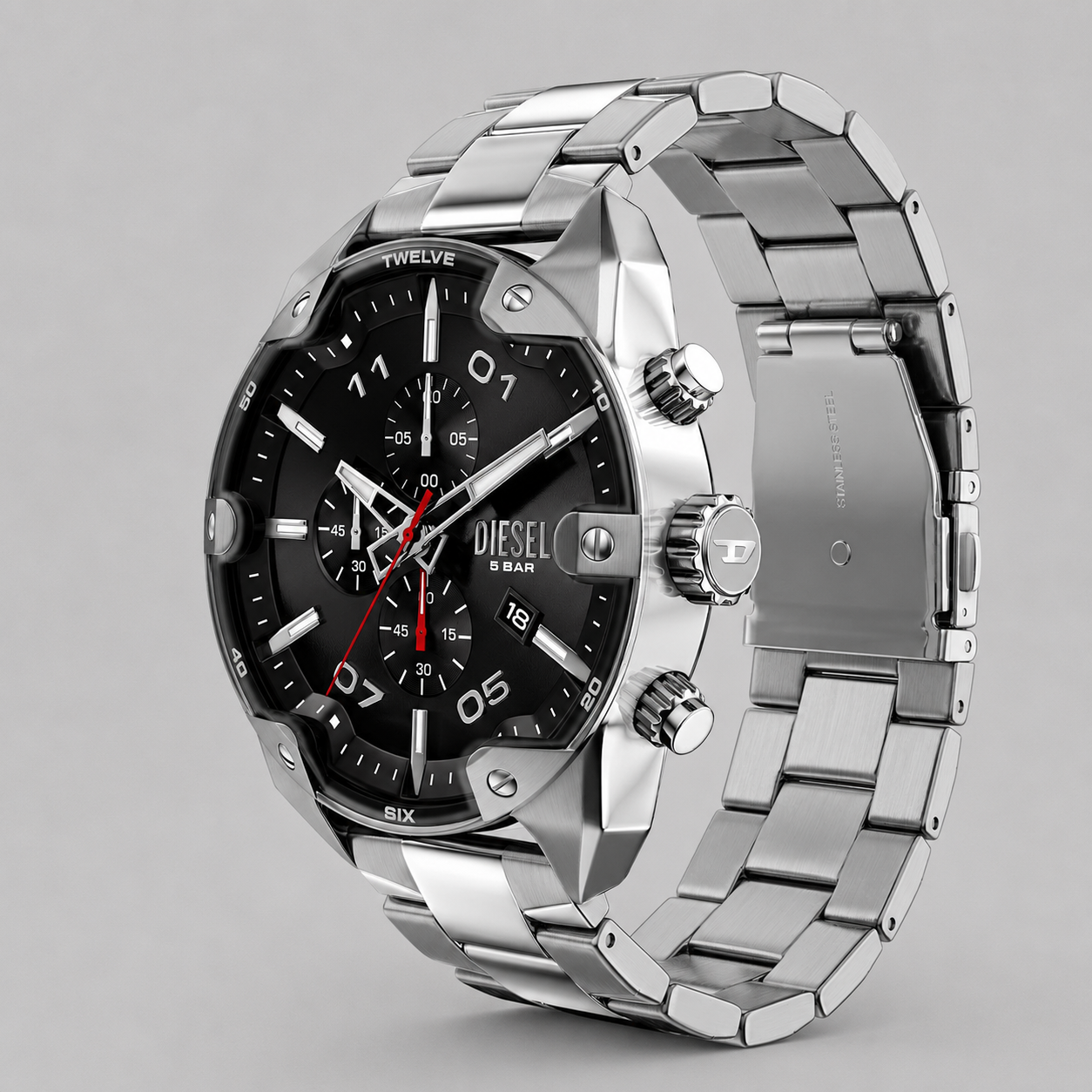 Diésel DZ4709- Spiked Stainless Steel-49mm 100% Original