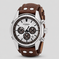 fossil men's decker brown leather strap watch ch2565