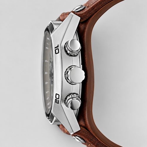 fossil men's decker brown leather strap watch ch2565