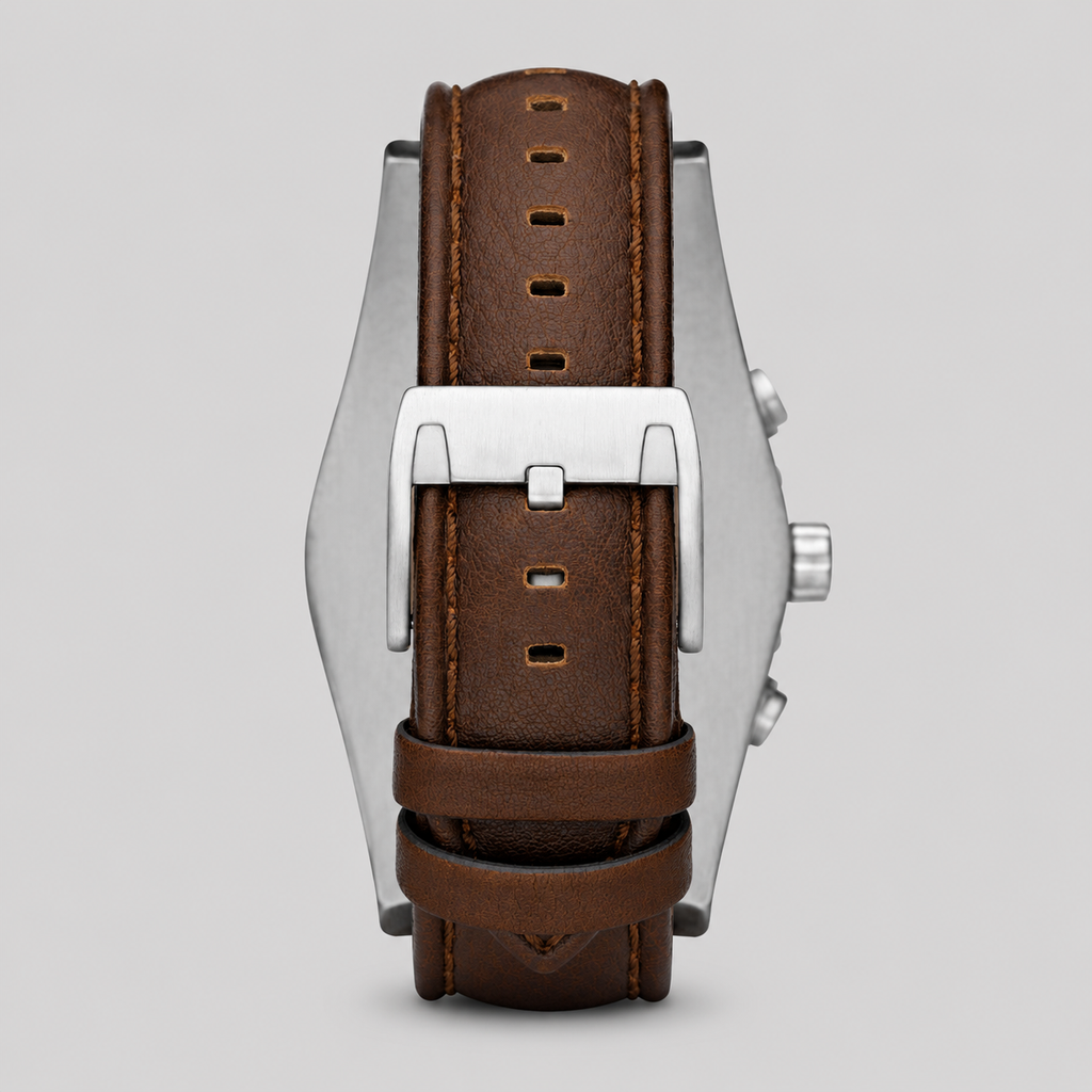 fossil men's decker brown leather strap watch ch2565
