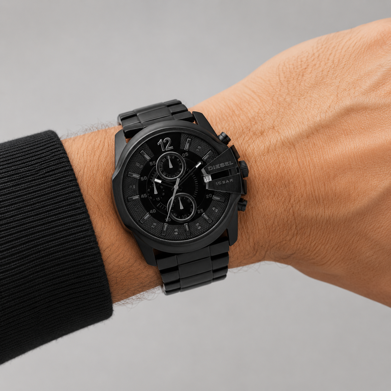 Mens Chronograph Black Ion Plated Stainless Steel Bracelet DZ4180