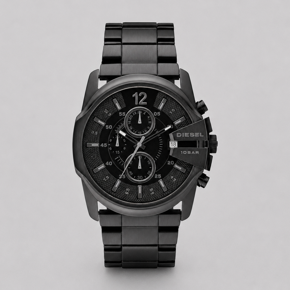 Diésel DZ4180 - Mens Chronograph Black Ion Plated Stainless Steel Bracelet Watch 49x45mm 100% Original