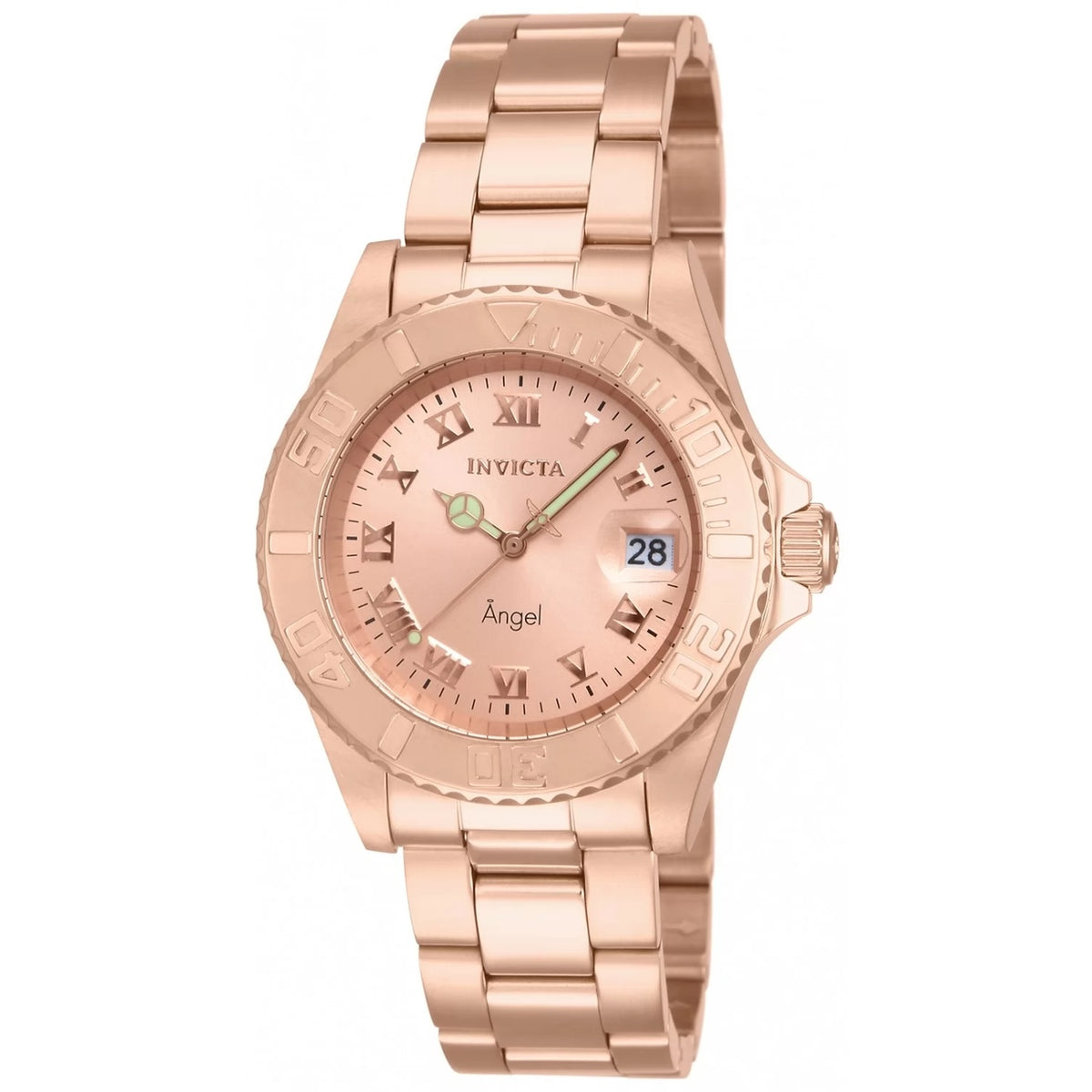 Invicta Women's 14322 Angel Quartz 3 Hand Rose Gold Dial Watch