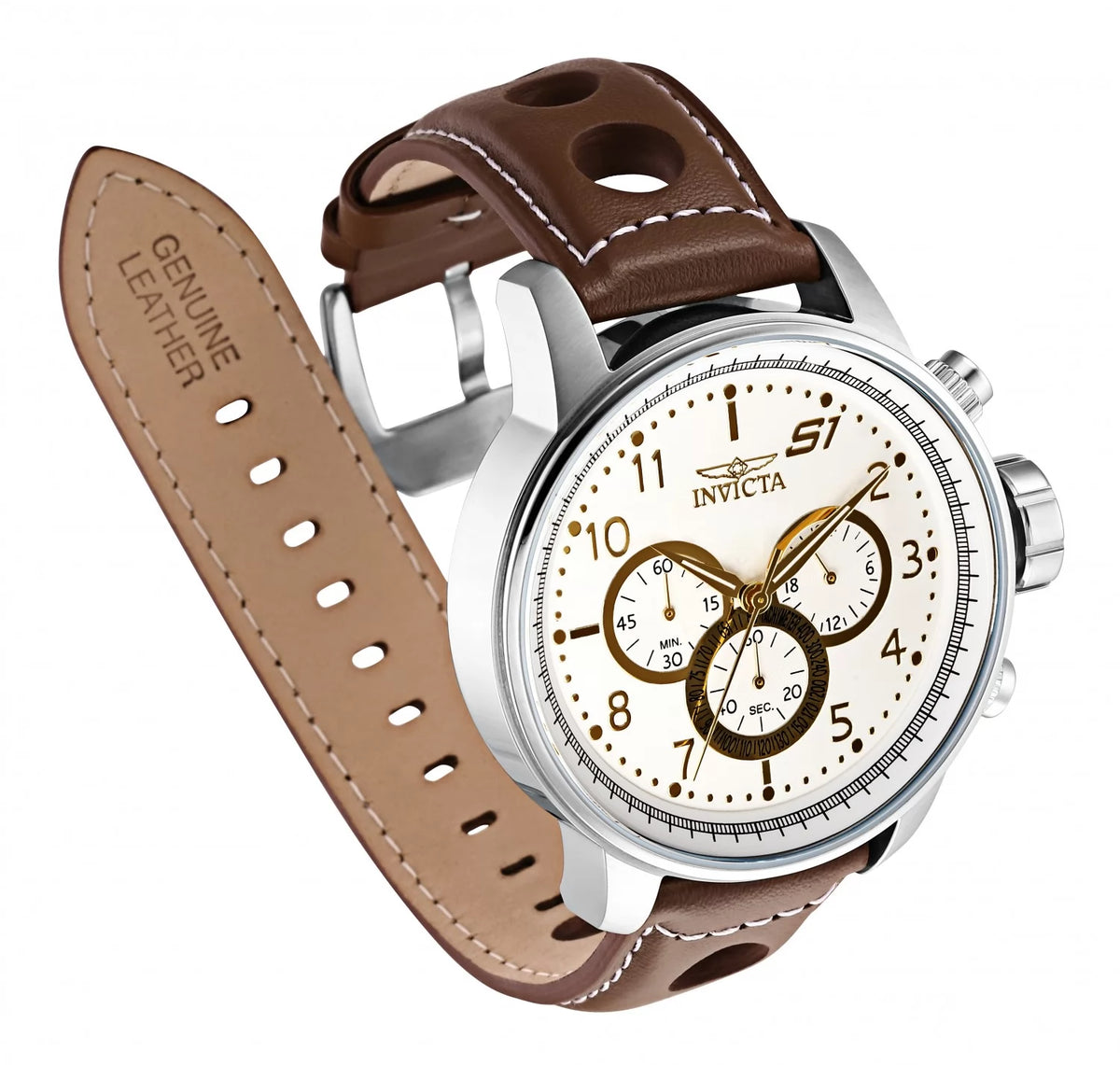 Invicta Men's 16010 S1 Rally Quartz Multifunction Gold, Antique Silver Dial Watch