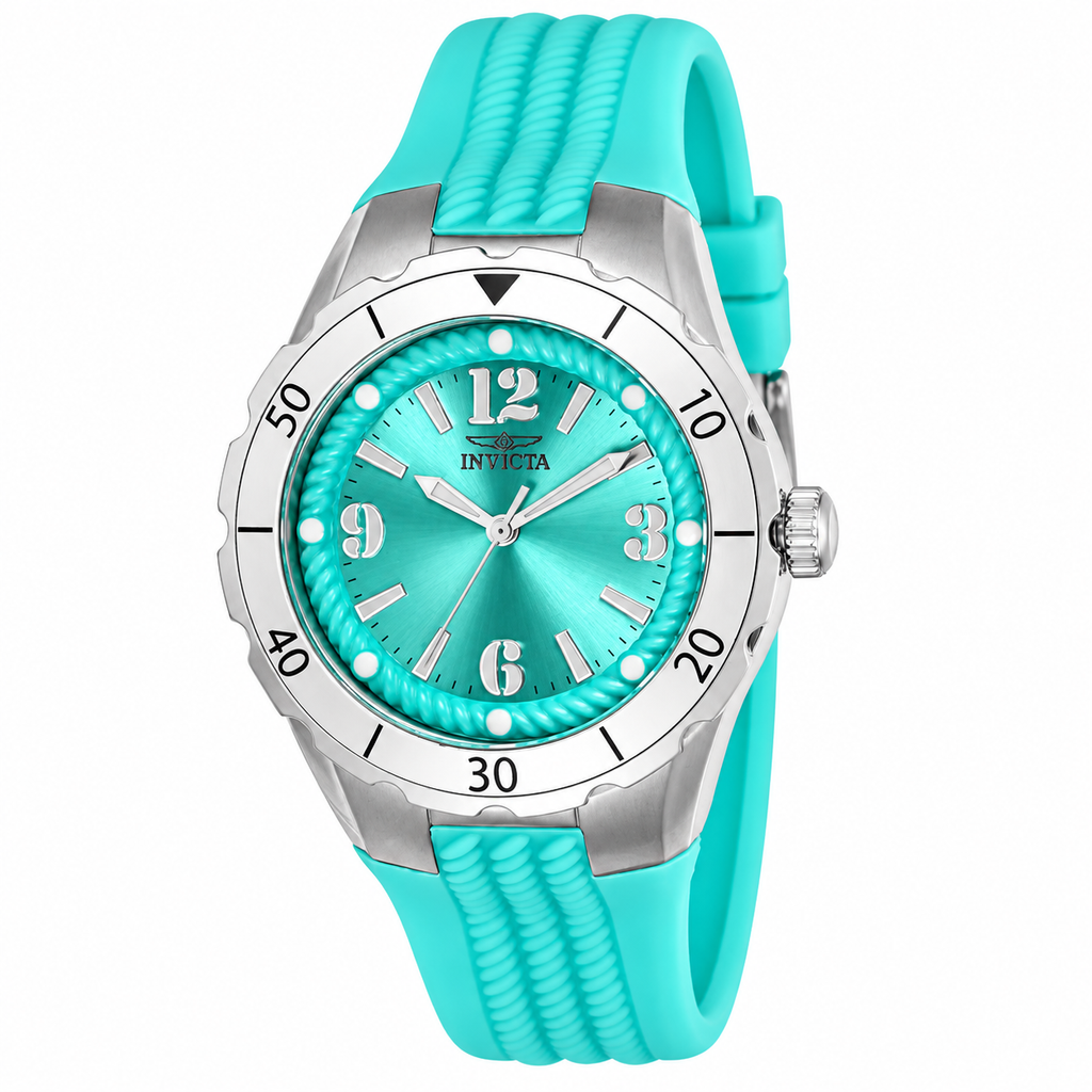 Invicta Women's 24124 Angel Quartz 3 Hand Cyan Dial Watch