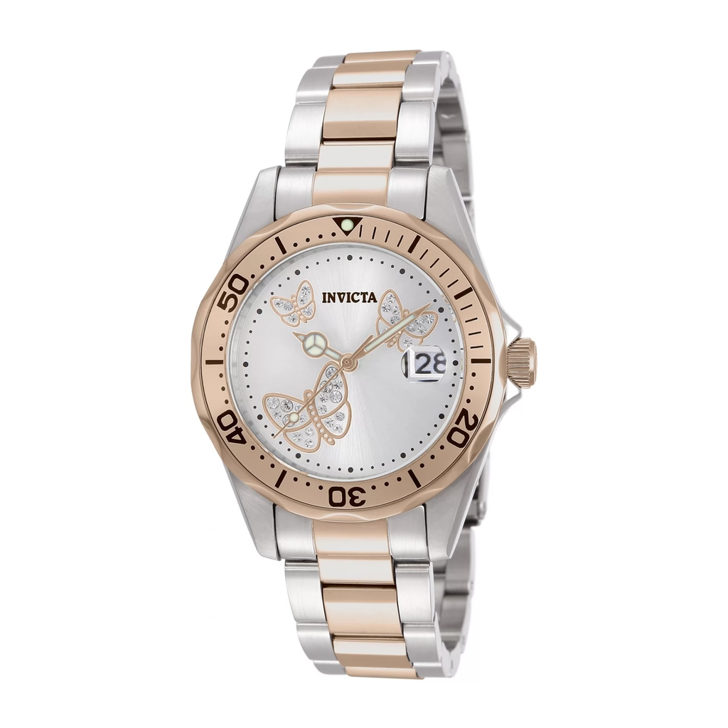 Invicta Women's 12504 Angel Quartz 3 Hand Metallic White Dial Watch
